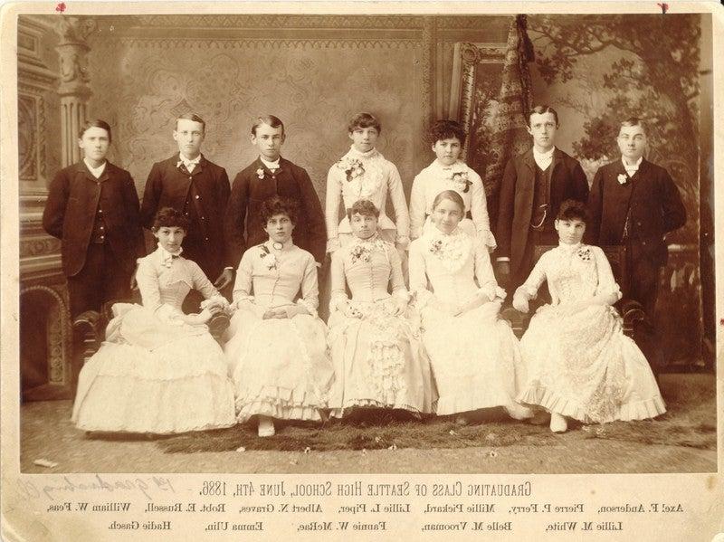 西雅图高中第一届毕业班，1886年6月4日