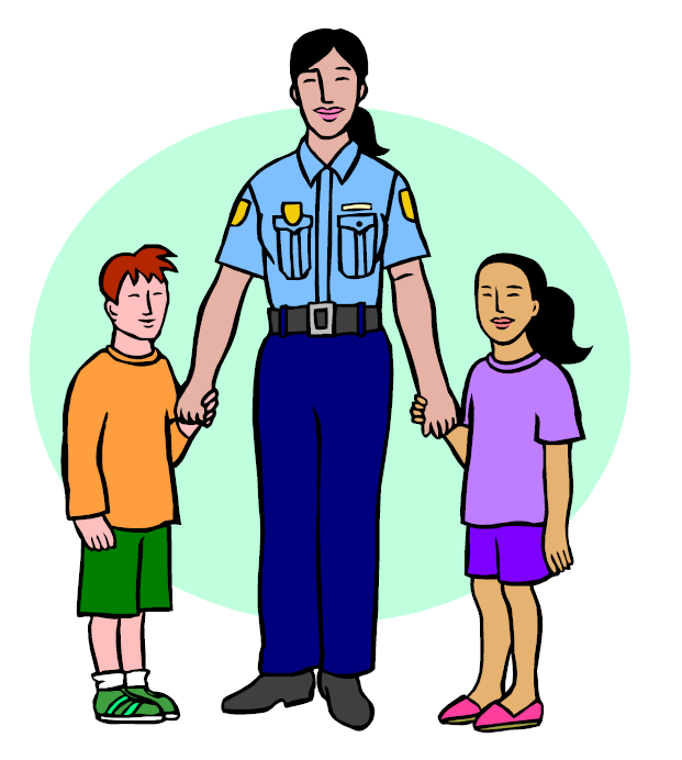graphic of an Officer and two students