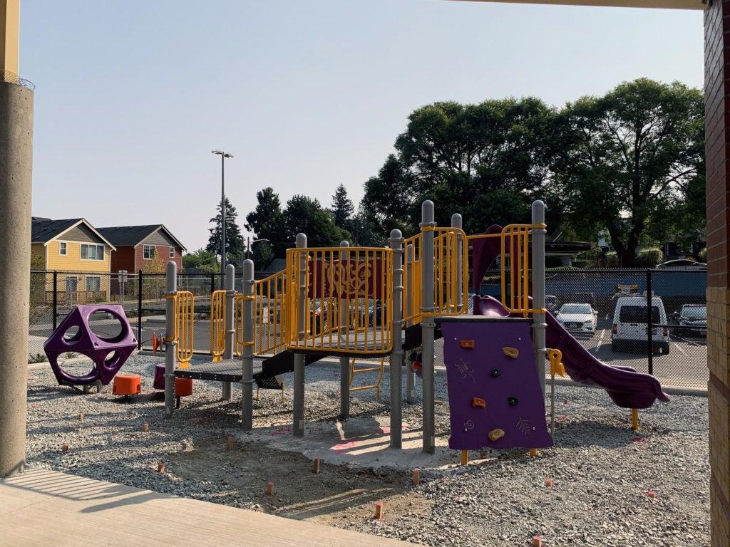 play equipment partially installed