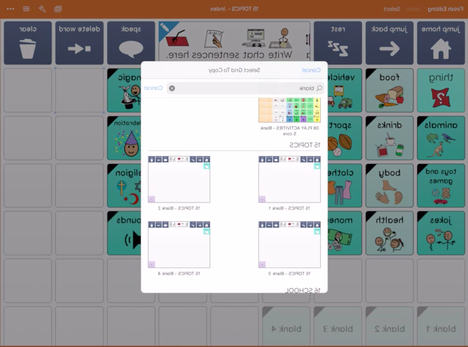 iPad Grid的屏幕截图，显示了从模板创建新Grid的复制选项 