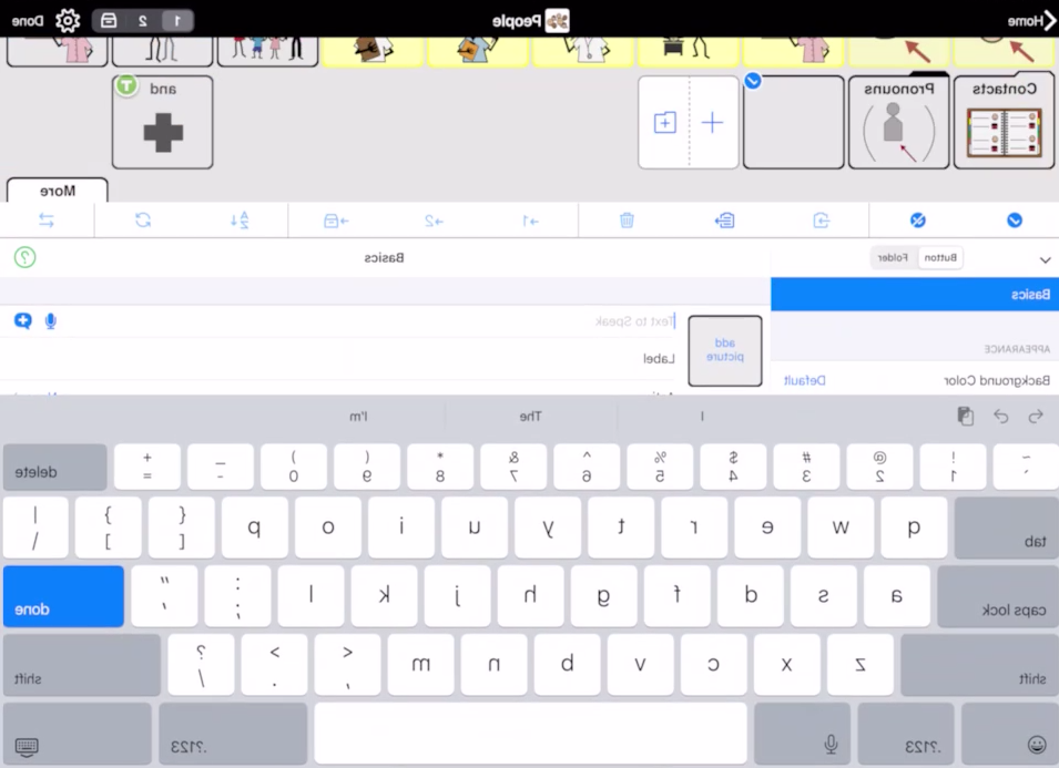 屏幕截图的Proloquo2Go显示编辑模式增加一个按钮